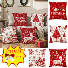 Housses de coussin de Noël Antqov 45 x 45 cm, coussins décoratifs d'hiver en lin, pour canapé, extérieur et décoration intérieure.