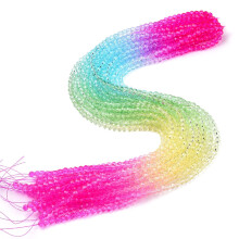 Διαφανείς γυάλινες χάντρες, κλωστές, τμηματοποιημένες, πολύχρωμες χάντρες,