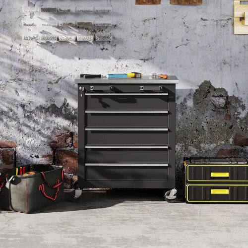 Homcom Carro de Herramienta Negro 65.5 x 34.5 x 76 cm 1