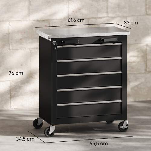 Homcom Carro de Herramienta Negro 65.5 x 34.5 x 76 cm 2