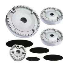 Kochmützen-Set, passend für die meisten Gasherde, inklusive Brennerkappen und Brennerkopf-Ersatzset – 4 Größen, Metallgriffe, Deckelset