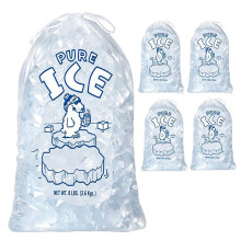100 Sacs à Glace de 8 Lb avec Cordon de Serrage, 50 Sacs à Glaçons en Plastique, 17,8 X 11 Pouces, Rangement Portable et Conserveur de Congélateur