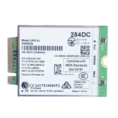 Μονάδα κάρτας DW5820E L850- LTE4G0284DC284DC για φορητό υπολογιστή3500 5400 2