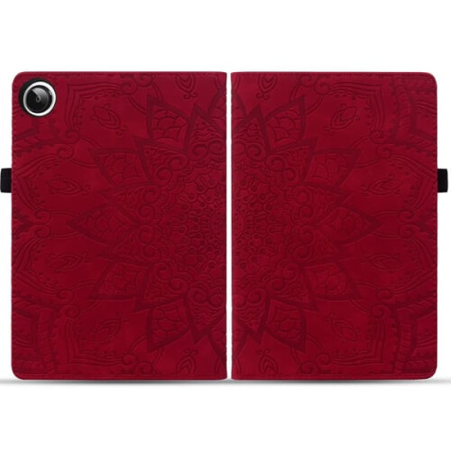 Capa em couro texturizado com relevo, vermelha, compatível com Samsung Galaxy Tab A9+. 1