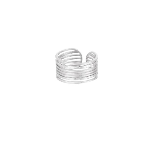 Rostfri stålring med tunna lager - Silver - Justerbar Silver 2