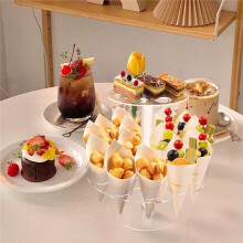 Support à Glaces en Acrylique à 2 Niveaux Stable pour Cornets de Gaufre, Rouleaux de Sushi Lors de Mariages, Fêtes et Restauration