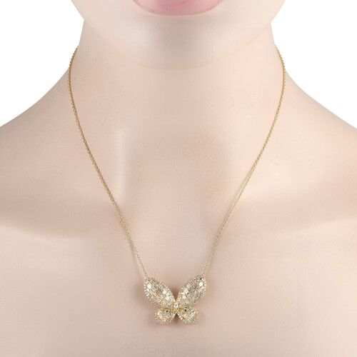 LB Exclusive Κολιέ με Διαμάντια 3,73ct σε Κίτρινο Χρυσό 14Κ με Πεταλούδα MF24-110623 1