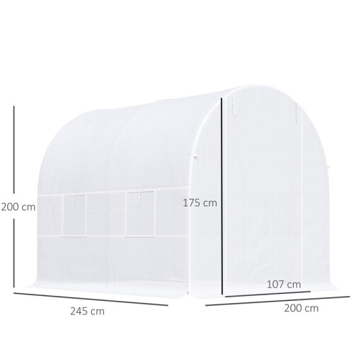 2.5x2x2m Polytunnel Greenhouse, Walk-in w/ Mesh Windows 2