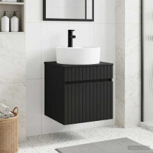 vidaXL Wall-mounted Sink Vanity Black 49 x 44.5 x 65 cm