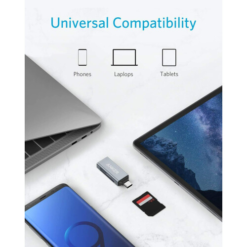 Anker Anker 2in1 USB-C Memory Card Reader SDXC SDHC SD MMC RS-MMC for MacBook Pro 2020 1