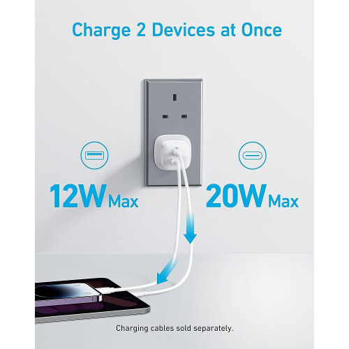 Anker Anker USB C Plug 323 Charger (33W) 2-Port Compact Foldable Charger for iPhone14 2