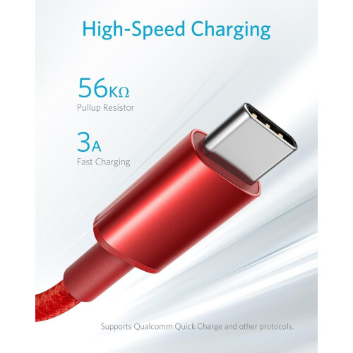 Anker Anker USB A to USB C Braided Charger Cable,2-Pack 6 ft,red, iPhone,iPad,Galaxy 2
