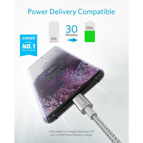Anker Anker Nylon USB C to USB C Cable,2 Pack,3.3ft,60W,Mac,iPad,iPhone,Galaxy,Pixel 1