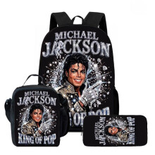 (7) MJ Printed Backpack Lunch Bag Pencil Case Set for Kids Students