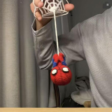 (1) Spider-Man Web Rebound Stretchable Handmade Knitted Pendant Movie Anime Collectible Decoration