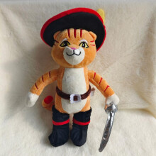 (orange) Puss in Boots Movie Plush Doll, Anime Collectible Soft Stuffed Toy, Cute Gift for Fans
