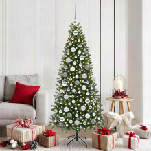 vidaXL Christmas Bauble Set 120 pcs 300 LEDs Warm White Ø 6 cm