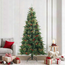 (Green, 240 cm) vidaXL Artificial Hinged Christmas Tree Green 150 cm PVC, PE and Steel