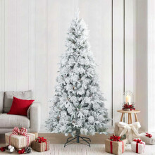 (Green and white, 240 cm) vidaXL Artificial Hinged Christmas Tree Green 150 cm PVC, PE and Steel