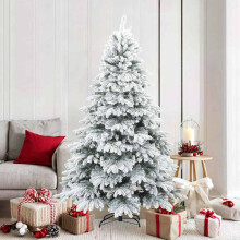 (White and green, 180 cm) vidaXL Artificial Hinged Christmas Tree Green 120 cm PVC, PE and steel