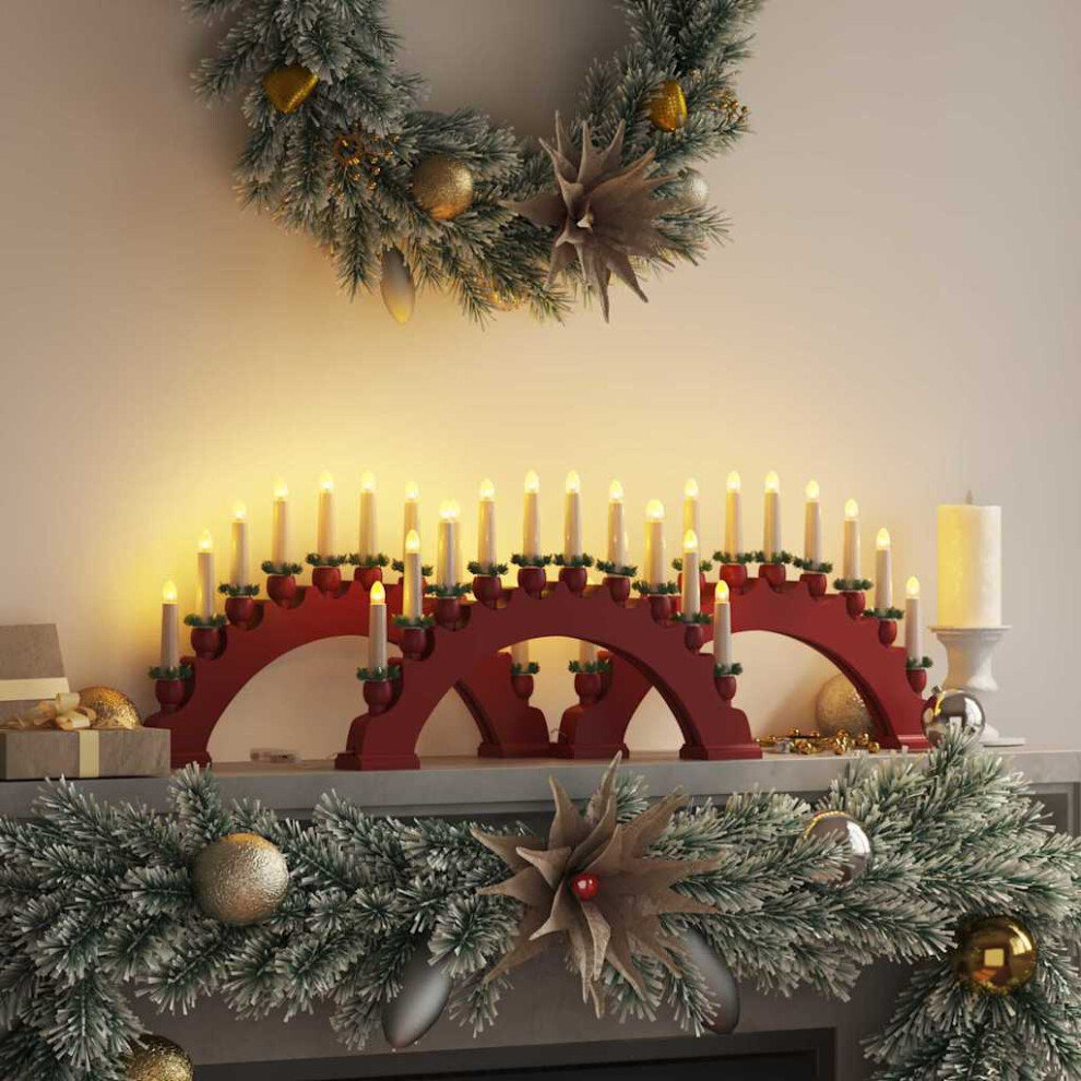 Vidaxl Christmas Candle Arch With 10 Led Candles 3 Pcs Red, Red - Image 2