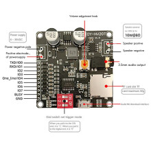 6X DY-HV20T Voice Playback Module 12V/24V Power Supply 10W/20W Amplifier Support Micro- Card MP3 Player for