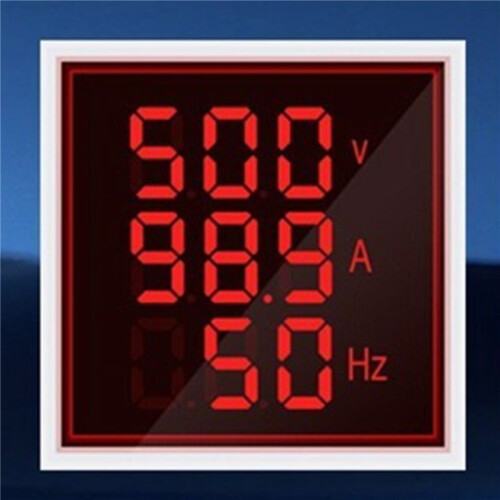 3X LED Digital Voltmeter Ammeter Hertz Meter AC6-500V Signal Lights Voltage Current Frequency Meter Indicator Tester Red 1