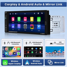 6,9 Polegadas Sem Fio Carplay Estéreo para Carro com Tela Sensível Ao Toque de Ruído Único, Android Auto Mirror Link FM Mic SWC