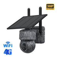 2X 3MP 4G SIM Solar PTZ Camera WIFI Outdoor Wireless IP Cameras with Solar Panel Two Way Audio Security CCTV Camera(C)