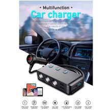 Cargador de Coche QC3.0 Adaptador de Encendedor de Cigarrillos de Carga Rápida Cargador de Teléfono con Interruptor Pantalla de Voltaje