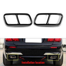 Black Car Tail Muffler Exhaust Pipe Output Cover Decor Trim for F01 7 Series 730I 740I 750I 760I 2009-2014