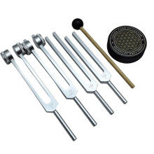 8x Stimmgabeln für Heilung, Set mit 128 Hz, 136 Hz, 256 Hz, 384 Hz und Hockey-Puck-Aktivator für Heilung, Klangtherapie, Körperpflege