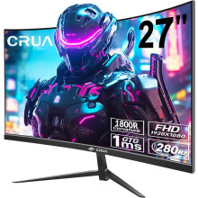 27 Inch 280Hz Curved Gaming Monitor, Full HD 1080P 1800R Frameless Computer Monitor, 1ms GTG with FreeSync, Low Motion Blur, Eye Care