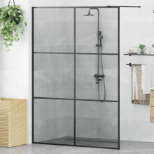vidaXL Walk-in Duschwand Schwarz 140 x 195 cm Gehärtetes Glas