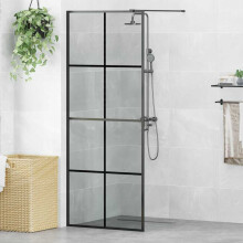 vidaXL Walk-in Duschwand Schwarz 80 x 195 cm Gehärtetes Glas
