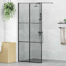 vidaXL Walk-in Duschwand Schwarz 90 x 195 cm Gehärtetes Glas