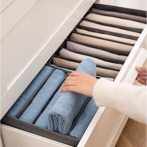 3 Piece Wardrobe Organizer, Storage Boxes, Jeans Organizer, Stackable Storage Box, Gray Storage Box for Drawers Closet,B 1