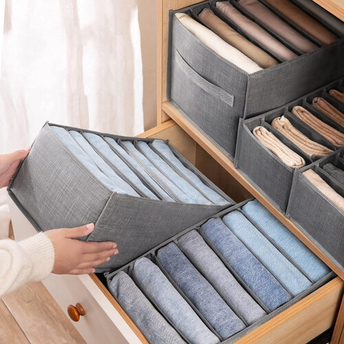 3 Piece Wardrobe Organizer, Storage Boxes, Jeans Organizer, Stackable Storage Box, Gray Storage Box for Drawers Closet,B 2