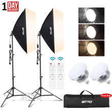 2X 85W Dimmable LED Softbox Lighting Kit Remote Light Stand Photography Studio