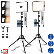2PCS 12" LED Video Light Tripod Stand Kit Dimmable Lighting Photography Studio