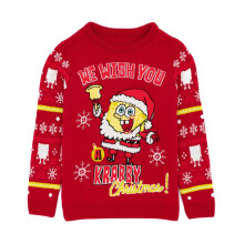 (9-10 Years, Red) SpongeBob SquarePants Childrens/Kids Knitted Christmas Jumper