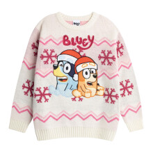 (4-5 Years, Beige) Bluey Girls Character Christmas Jumper