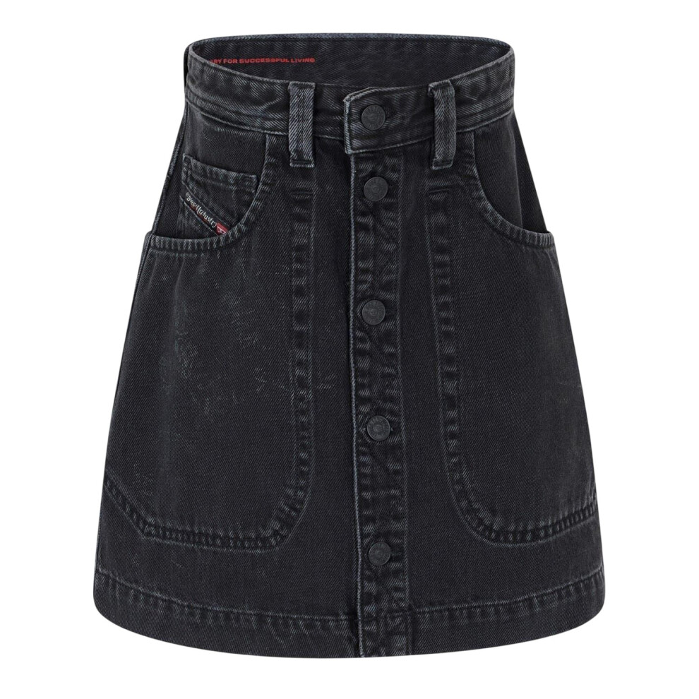 Diesel (24R, Black/Grey/Denim) Womens/Ladies A-Line Mini Skirt