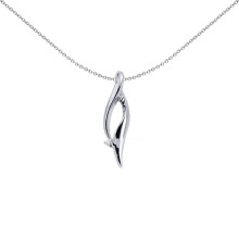 Jewelco London Ladies Sterling Silver Cubic Zirconia Twist Charm Necklace - GVP137