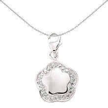 Jewelco London Unisex Sterling Silver Cubic Zirconia Daisy Flower Lobster Clasp Link Charm - CM070