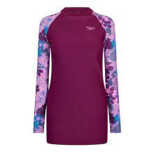 (4 UK, Purple/Blue) Speedo Womens/Ladies Floral Long-Sleeved Modesty Swimsuit