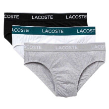 (S, Black/White/Grey) Lacoste Mens Logo Briefs (Pack of 3)