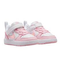 (3 UK Child, White/Pink) Nike Baby Court Borough Trainers