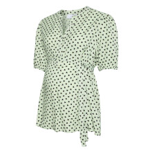 (10 UK, Cameo Green) Mamalicious Womens/Ladies Hearts Maternity Puff Sleeve Blouse