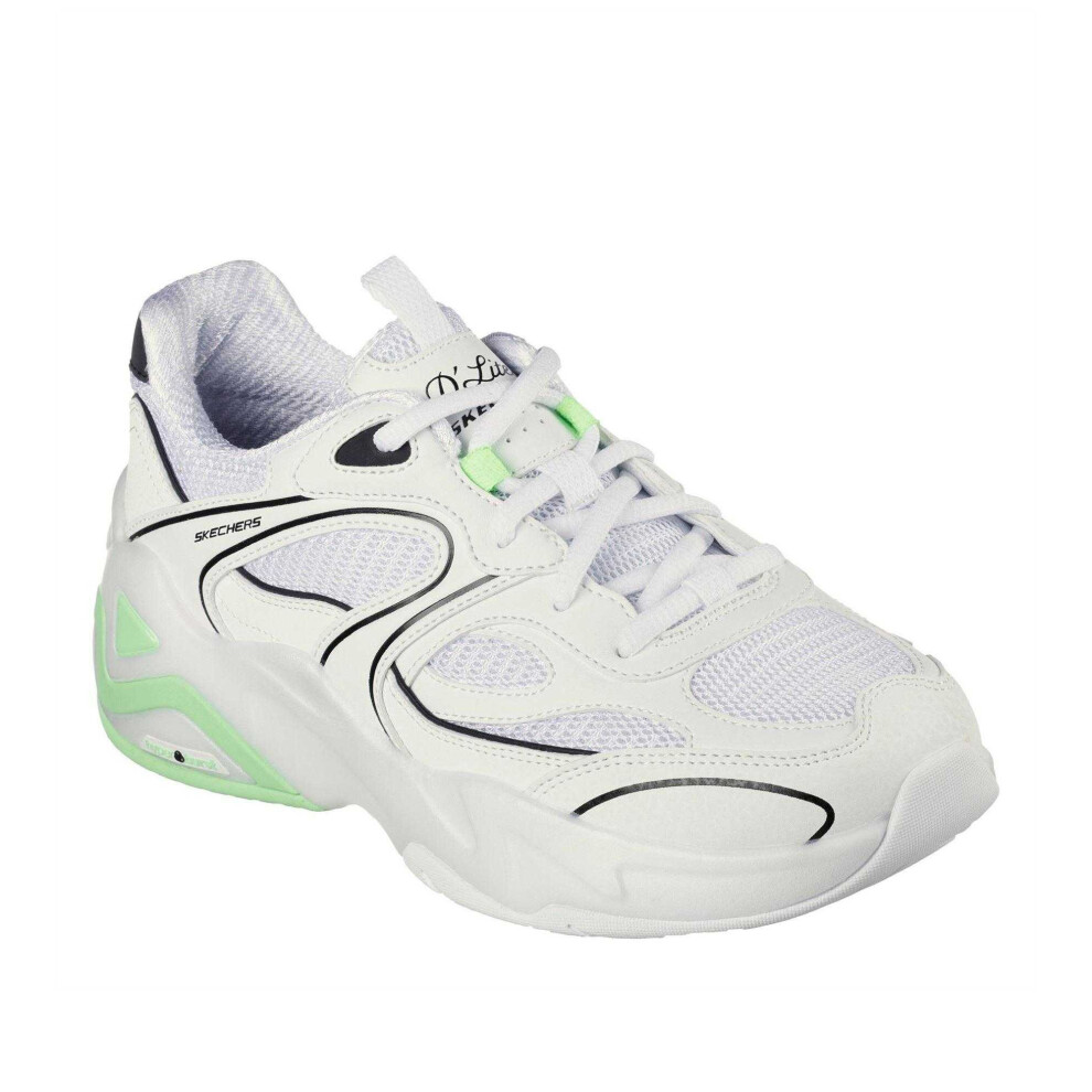 Skechers (5 Uk, White/Lime) Womens/Ladies D'lux Slip-On Trainers